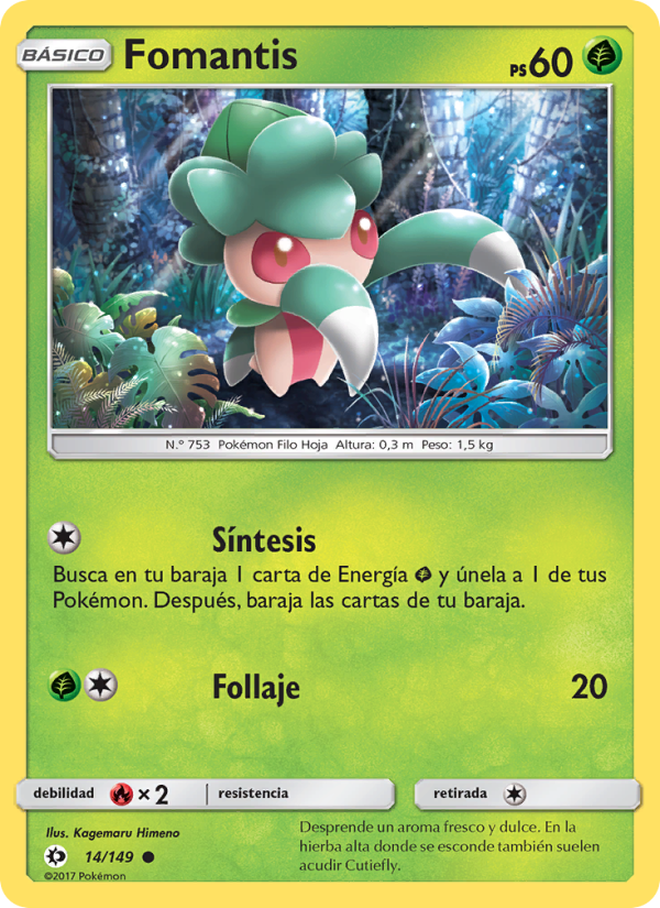Fomantis 14 — Sun & Moon (Spanish Pokémon TCG card)