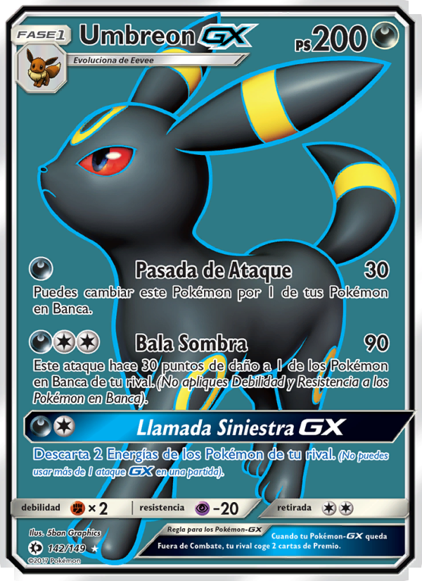 Umbreon GX 142 — Sun & Moon (Spanish Pokémon TCG card)