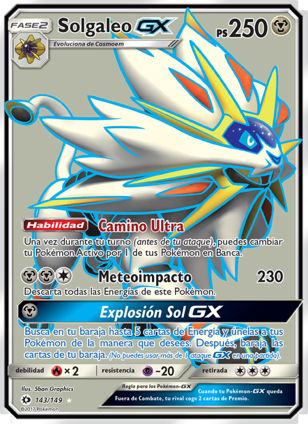 Solgaleo GX 143 — Sun & Moon (Spanish Pokémon TCG card)