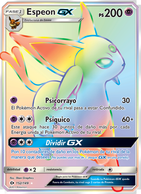 Espeon GX 152 — Sun & Moon (Spanish Pokémon TCG card)