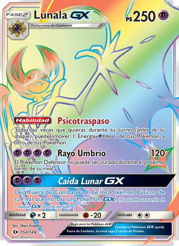 Lunala GX 153 — Sun & Moon (Spanish Pokémon TCG card)