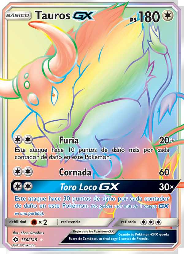 Tauros GX 156 — Sun & Moon (Spanish Pokémon TCG card)