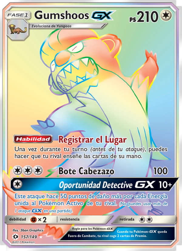 Gumshoos GX 157 — Sun & Moon (Spanish Pokémon TCG card)