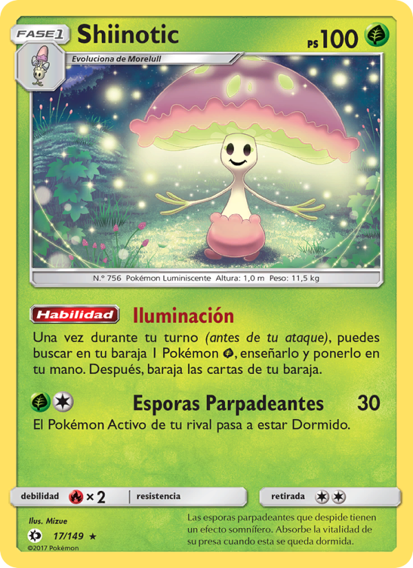 Shiinotic 17 — Sun & Moon (Spanish Pokémon TCG card)