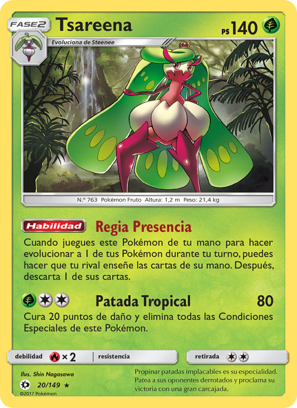 Tsareena 20 — Sun & Moon (Spanish Pokémon TCG card)