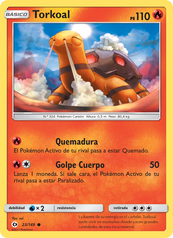 Torkoal 23 — Sun & Moon (Spanish Pokémon TCG card)