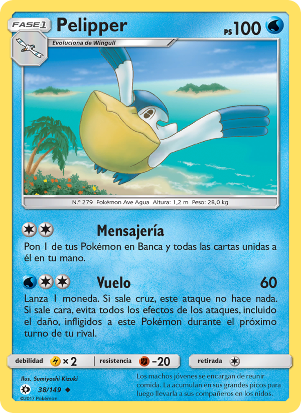 Pelipper 38 — Sun & Moon (Spanish Pokémon TCG card)