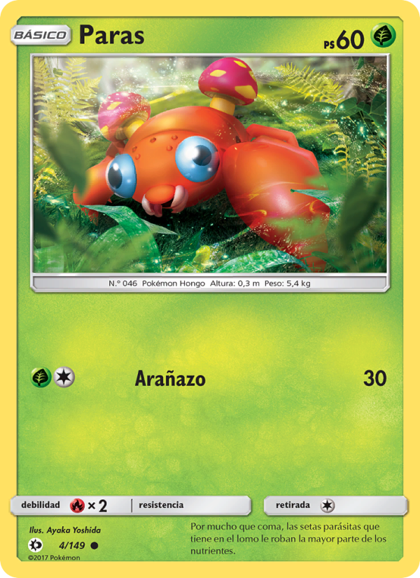 Paras 4 — Sun & Moon (Spanish Pokémon TCG card)