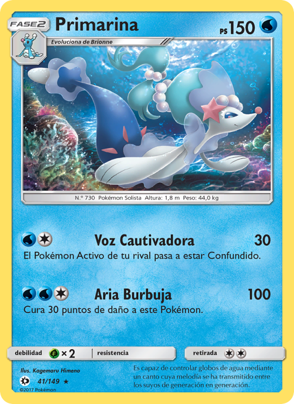 Primarina 41 — Sun & Moon (Spanish Pokémon TCG card)
