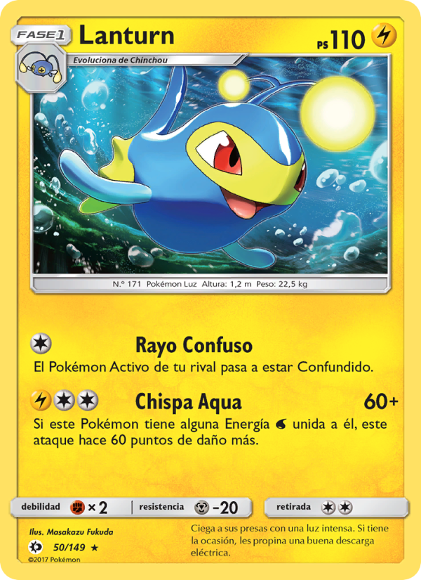 Lanturn 50 — Sun & Moon (Spanish Pokémon TCG card)