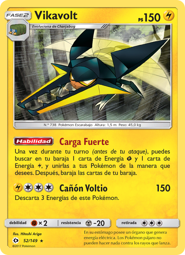 Vikavolt 52 — Sun & Moon (Spanish Pokémon TCG card)