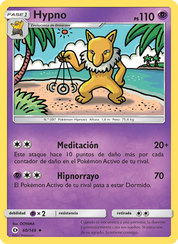 Hypno 60 — Sun & Moon (Spanish Pokémon TCG card)