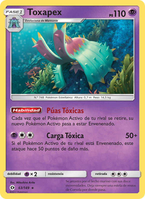 Toxapex 63 — Sun & Moon (Spanish Pokémon TCG card)