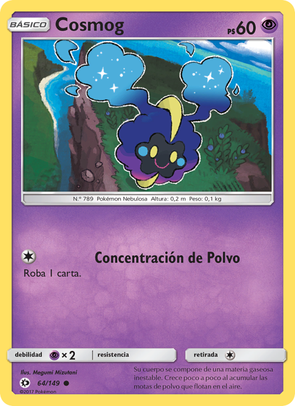 Cosmog 64 — Sun & Moon (Spanish Pokémon TCG card)