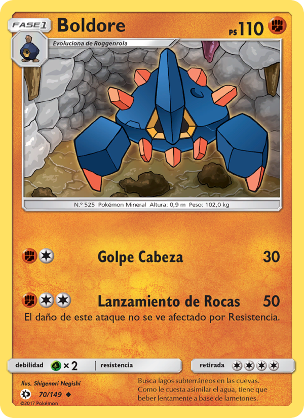 Boldore 70 — Sun & Moon (Spanish Pokémon TCG card)