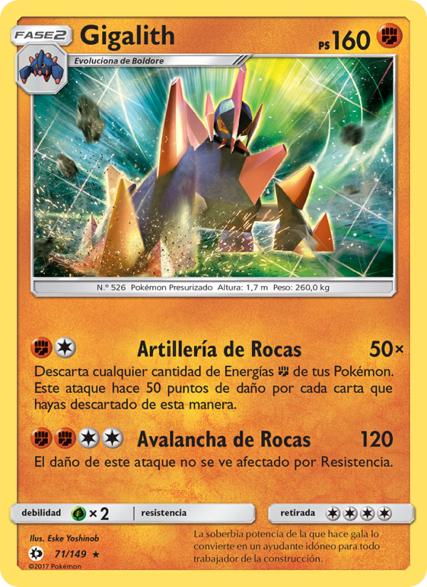 Gigalith 71 — Sun & Moon (Spanish Pokémon TCG card)