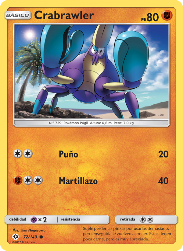 Crabrawler 72 — Sun & Moon (Spanish Pokémon TCG card)