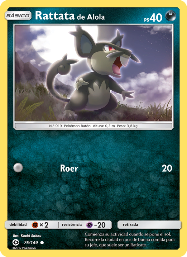 Rattata de Alola 76 — Sun & Moon (Spanish Pokémon TCG card)