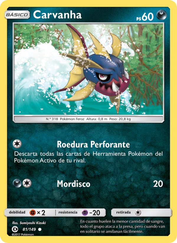 Carvanha 81 — Sun & Moon (Spanish Pokémon TCG card)