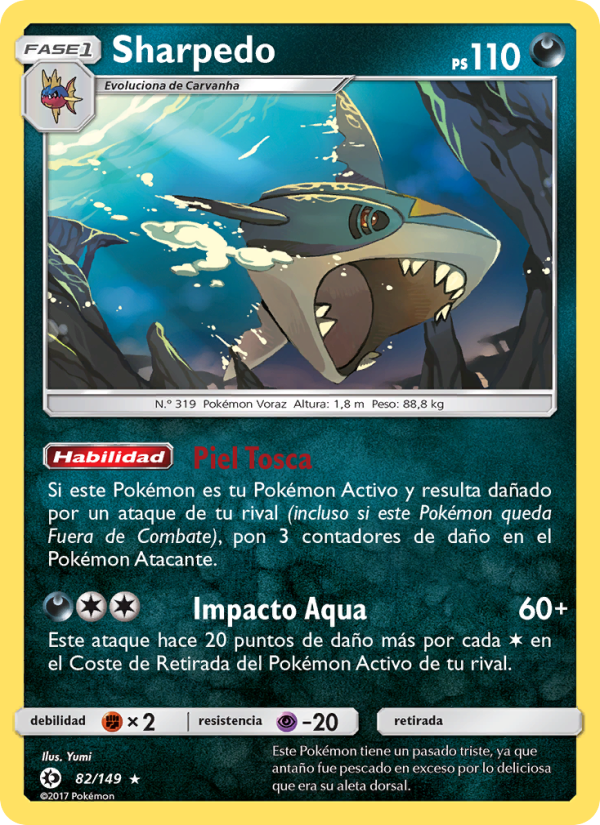 Sharpedo 82 — Sun & Moon (Spanish Pokémon TCG card)