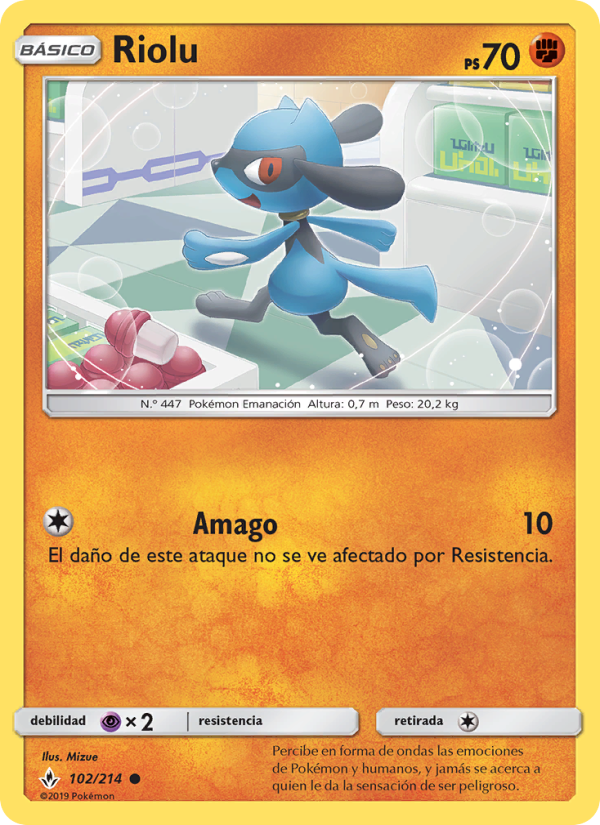 Riolu 102 — Unbroken Bonds (Spanish Pokémon TCG card)