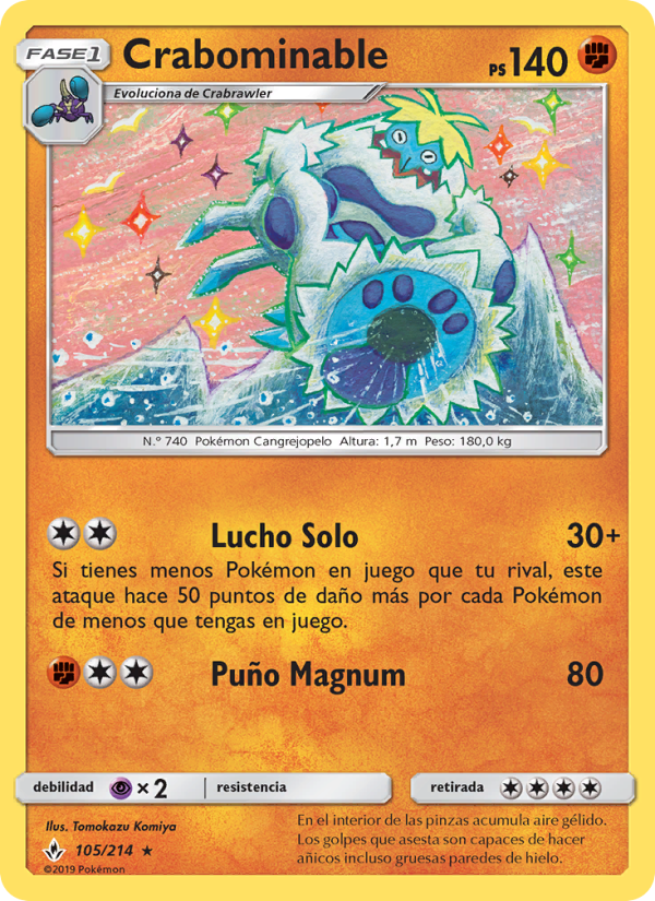 Crabominable 105 — Unbroken Bonds (Spanish Pokémon TCG card)