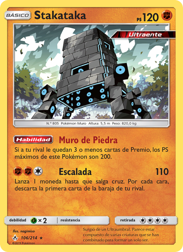 Stakataka 106 — Unbroken Bonds (Spanish Pokémon TCG card)