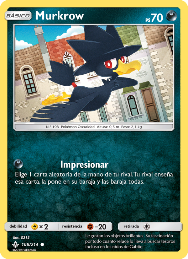 Murkrow 108 — Unbroken Bonds (Spanish Pokémon TCG card)