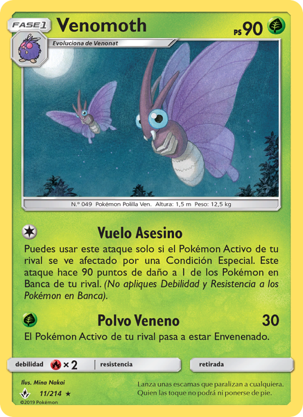 Venomoth 11 — Unbroken Bonds (Spanish Pokémon TCG card)
