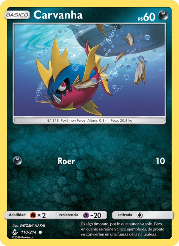 Carvanha 110 — Unbroken Bonds (Spanish Pokémon TCG card)