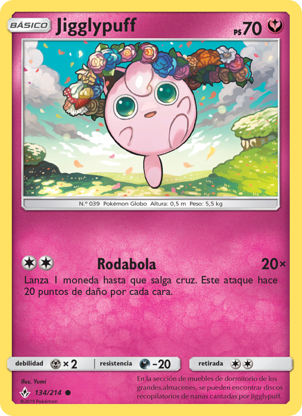 Jigglypuff 134 — Unbroken Bonds (Spanish Pokémon TCG card)