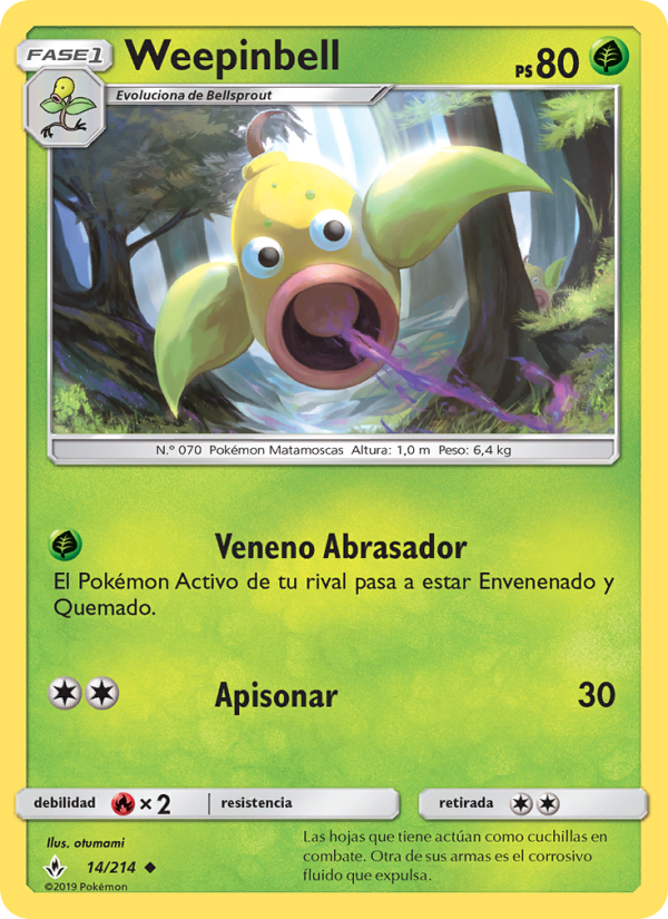 Weepinbell 14 — Unbroken Bonds (Spanish Pokémon TCG card)