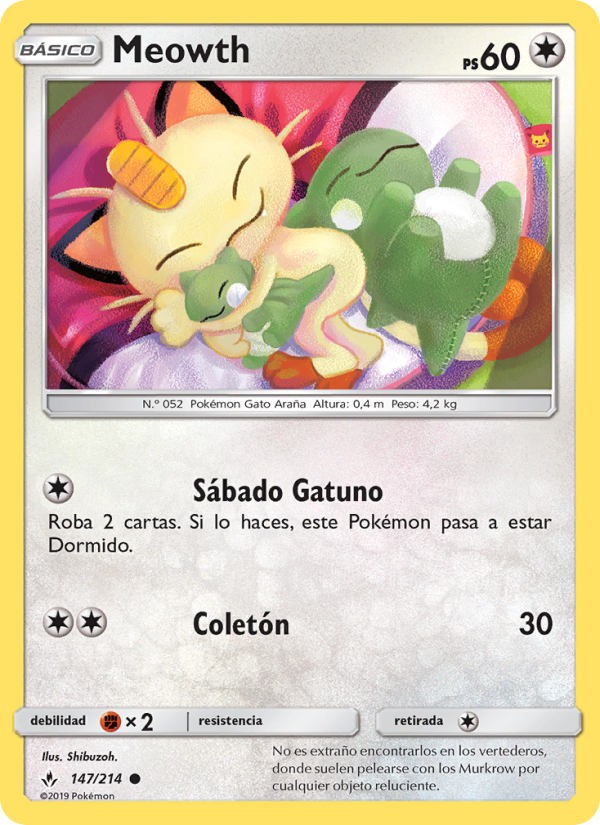 Meowth 147 — Unbroken Bonds (Spanish Pokémon TCG card)
