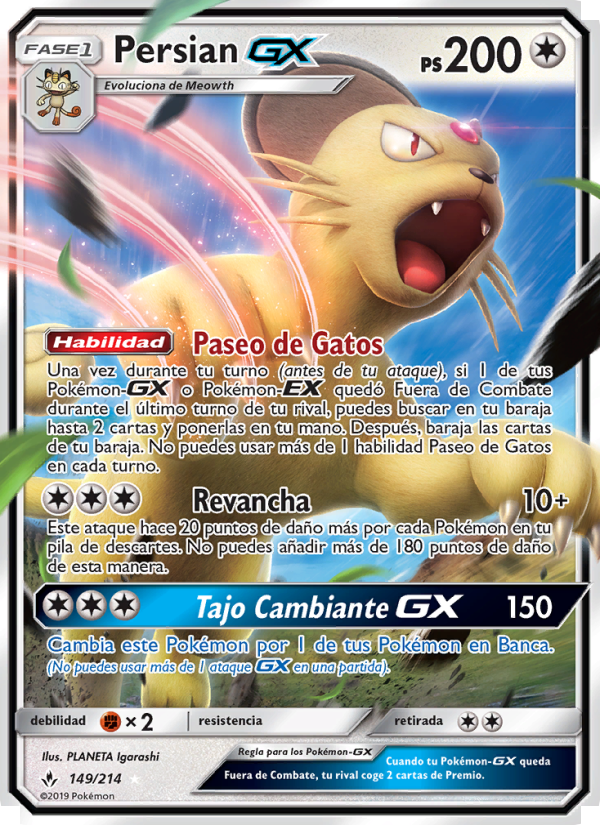 Persian GX 149 — Unbroken Bonds (Spanish Pokémon TCG card)