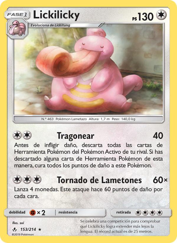 Lickilicky 153 — Unbroken Bonds (Spanish Pokémon TCG card)