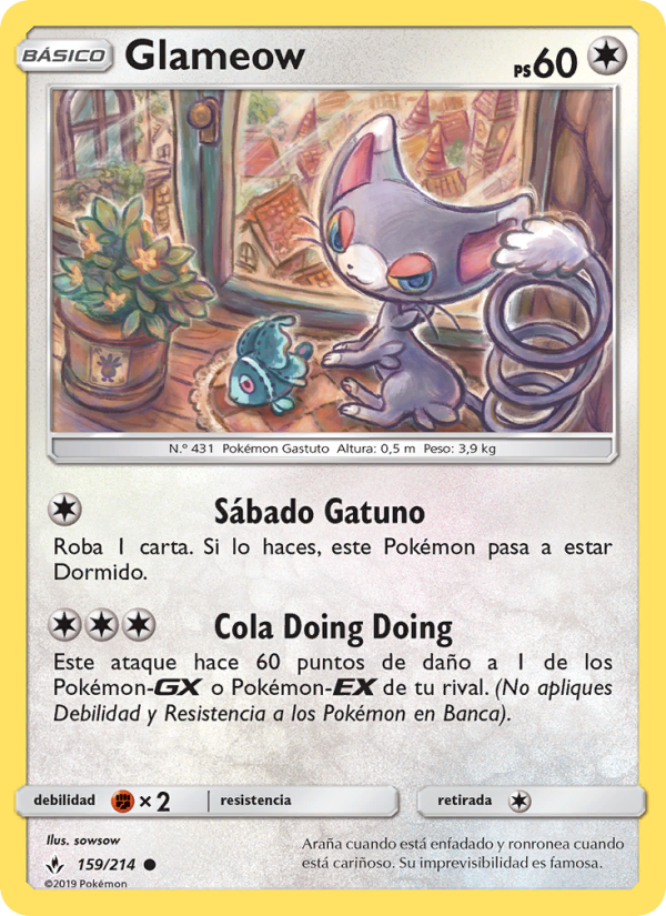 Glameow 159 — Unbroken Bonds (Spanish Pokémon TCG card)