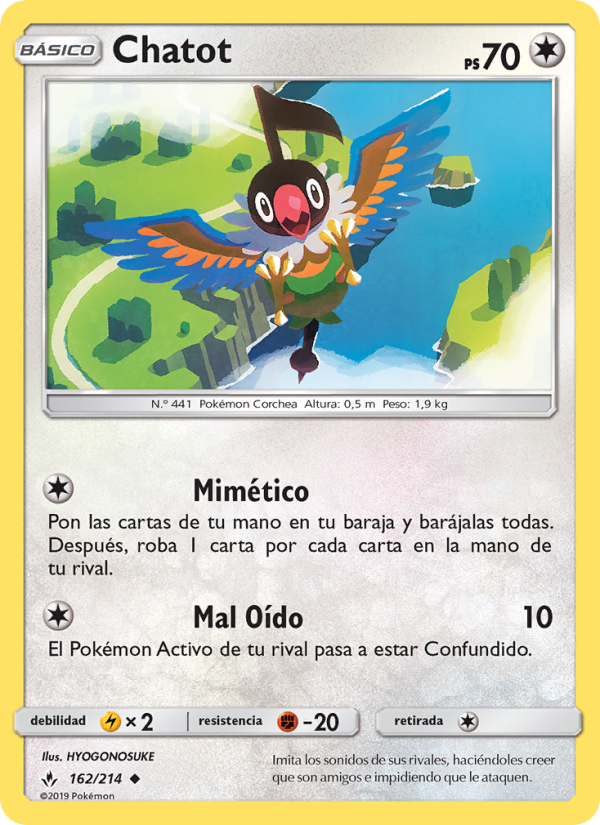 Chatot 162 — Unbroken Bonds (Spanish Pokémon TCG card)