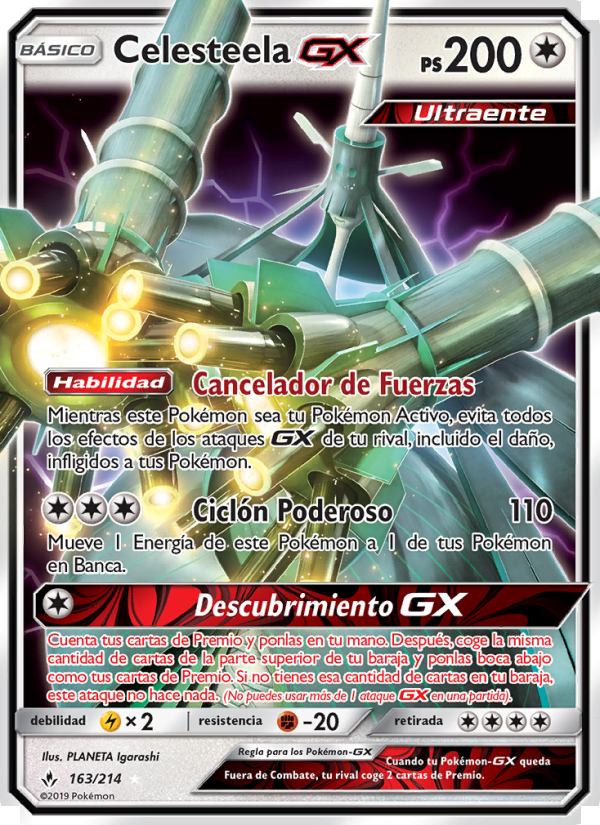 Celesteela GX 163 — Unbroken Bonds (Spanish Pokémon TCG card)