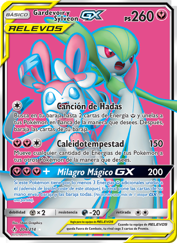 Gardevoir y Sylveon GX 204 — Unbroken Bonds (Spanish Pokémon TCG card)