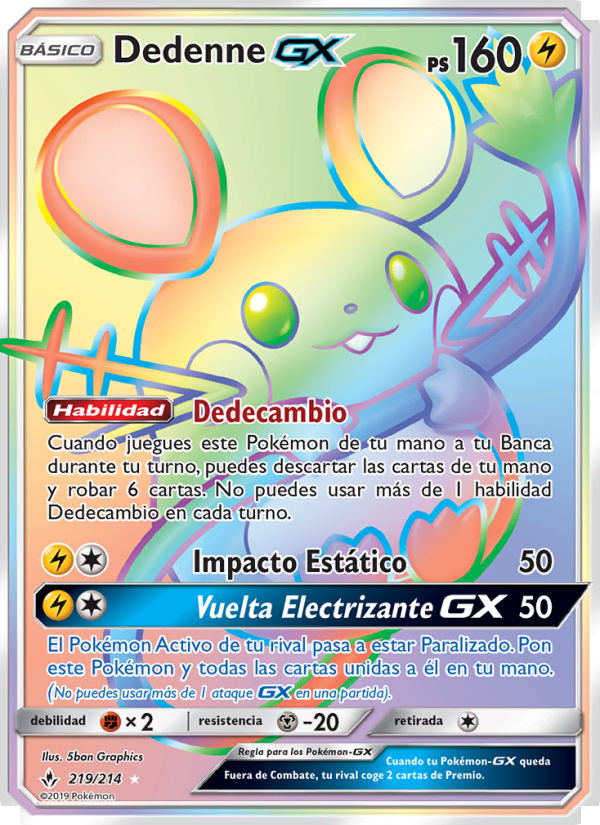Dedenne GX 219 — Unbroken Bonds (Spanish Pokémon TCG card)