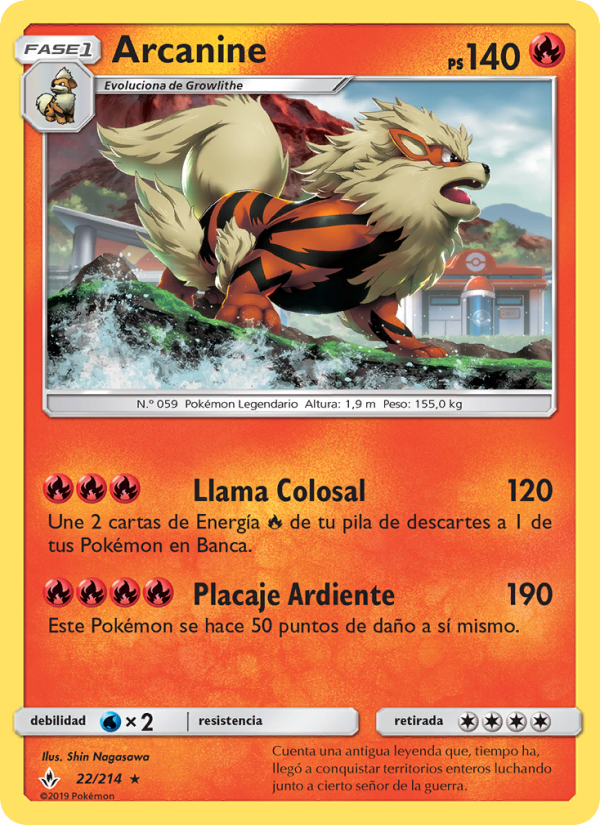 Arcanine 22 — Unbroken Bonds (Spanish Pokémon TCG card)