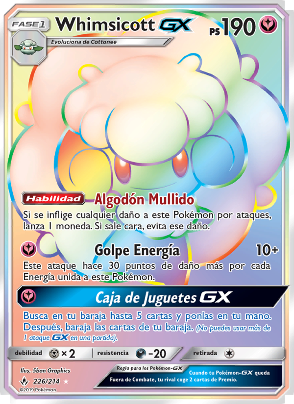 Whimsicott GX 226 — Unbroken Bonds (Spanish Pokémon TCG card)