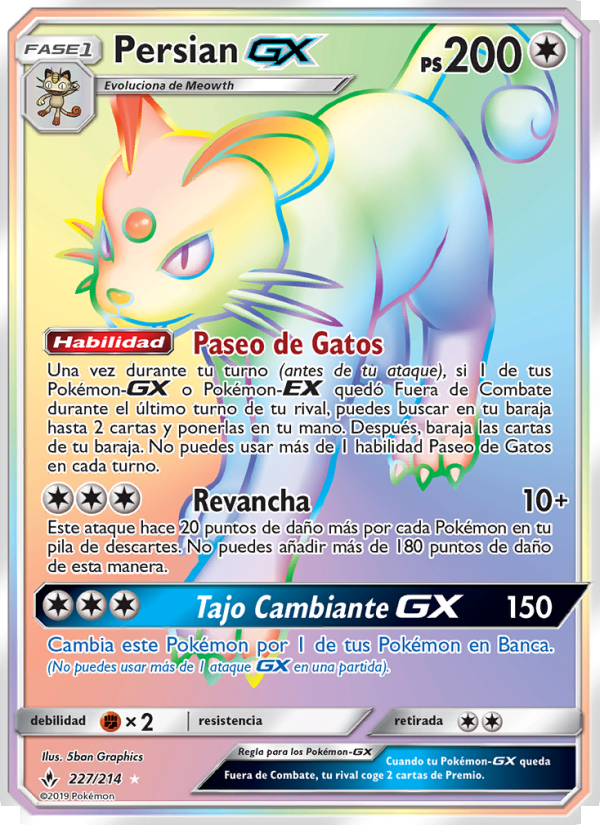Persian GX 227 — Unbroken Bonds (Spanish Pokémon TCG card)
