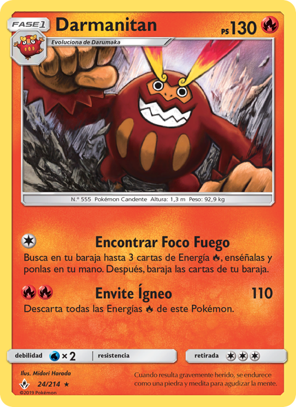 Darmanitan 24 — Unbroken Bonds (Spanish Pokémon TCG card)