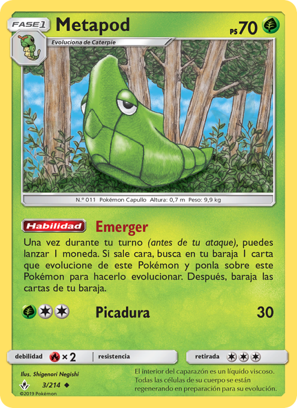 Metapod 3 — Unbroken Bonds (Spanish Pokémon TCG card)