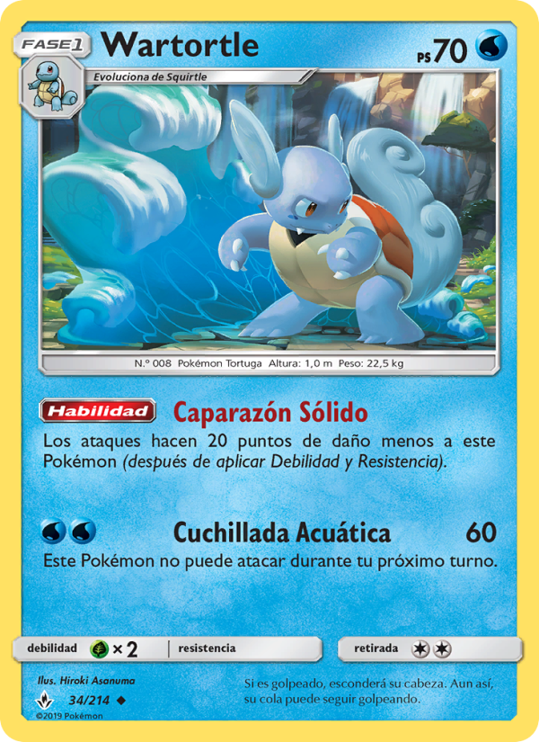Wartortle 34 — Unbroken Bonds (Spanish Pokémon TCG card)