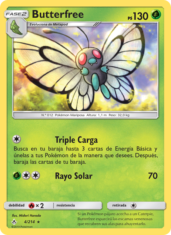 Butterfree 4 — Unbroken Bonds (Spanish Pokémon TCG card)