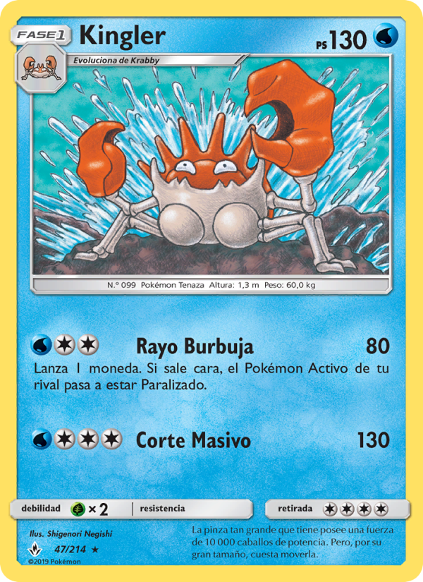 Kingler 47 — Unbroken Bonds (Spanish Pokémon TCG card)