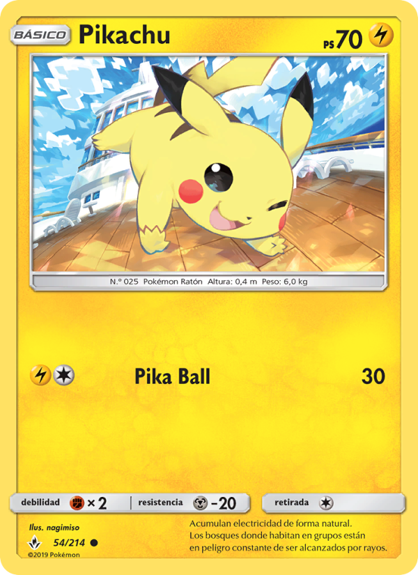 Pikachu 54 — Unbroken Bonds (Spanish Pokémon TCG card)
