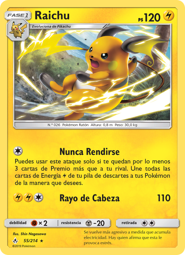 Raichu 55 — Unbroken Bonds (Spanish Pokémon TCG card)